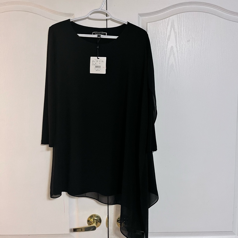 NWT Melanie Lyne Black Asymmetrical Tunic Top